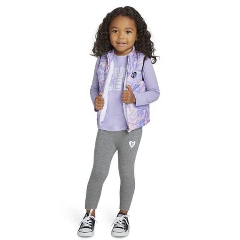 Hurley Toddler Girls' 3 Piece Puffer Vest Set