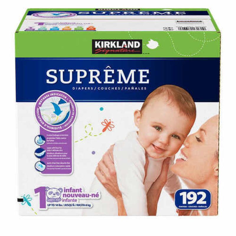 Kirkland Signature Supreme Diapers Size 1 up to 14Lbs, 192Ct FREE SHIPPING