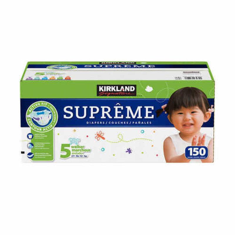 Kirkland Signature Supreme Diapers Size 5: 27Lbs and Up, 168 Count