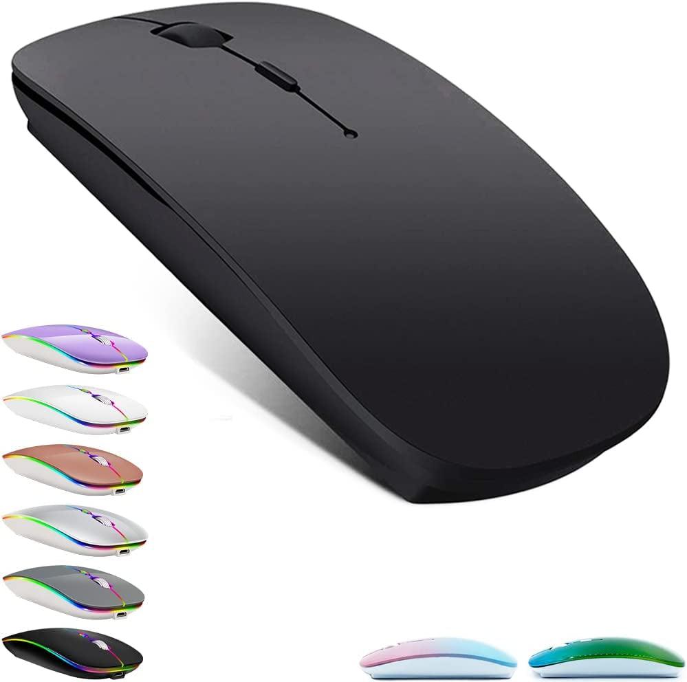 KLO Bluetooth Mouse for Macbook/Macbook Air/Pro/Ipad, Wireless Mouse for Laptop/Notebook/Pc/Ipad/Chromebook (A Led/Black)