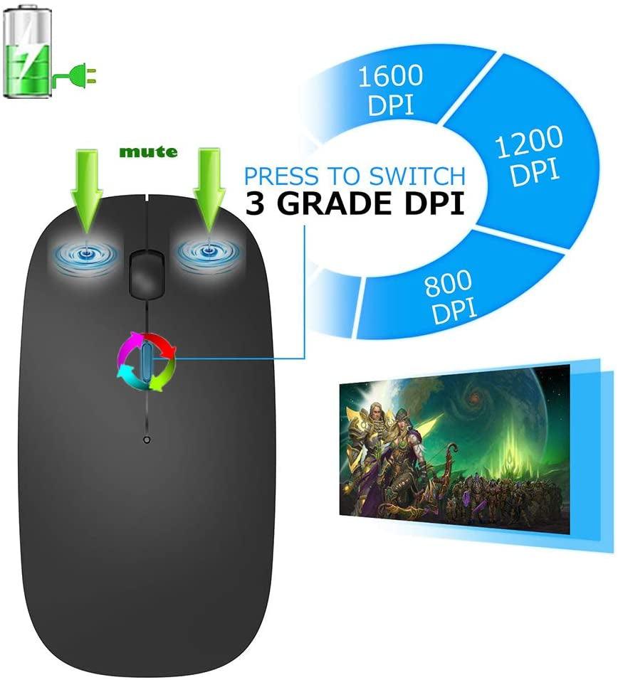 KLO Bluetooth Mouse for Macbook/Macbook Air/Pro/Ipad, Wireless Mouse for Laptop/Notebook/Pc/Ipad/Chromebook (A Led/Green)