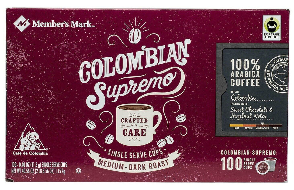 Member'S Mark Colombian Supremo Coffee, Single-Serve Cups (100 Ct.) 40.56 Oz