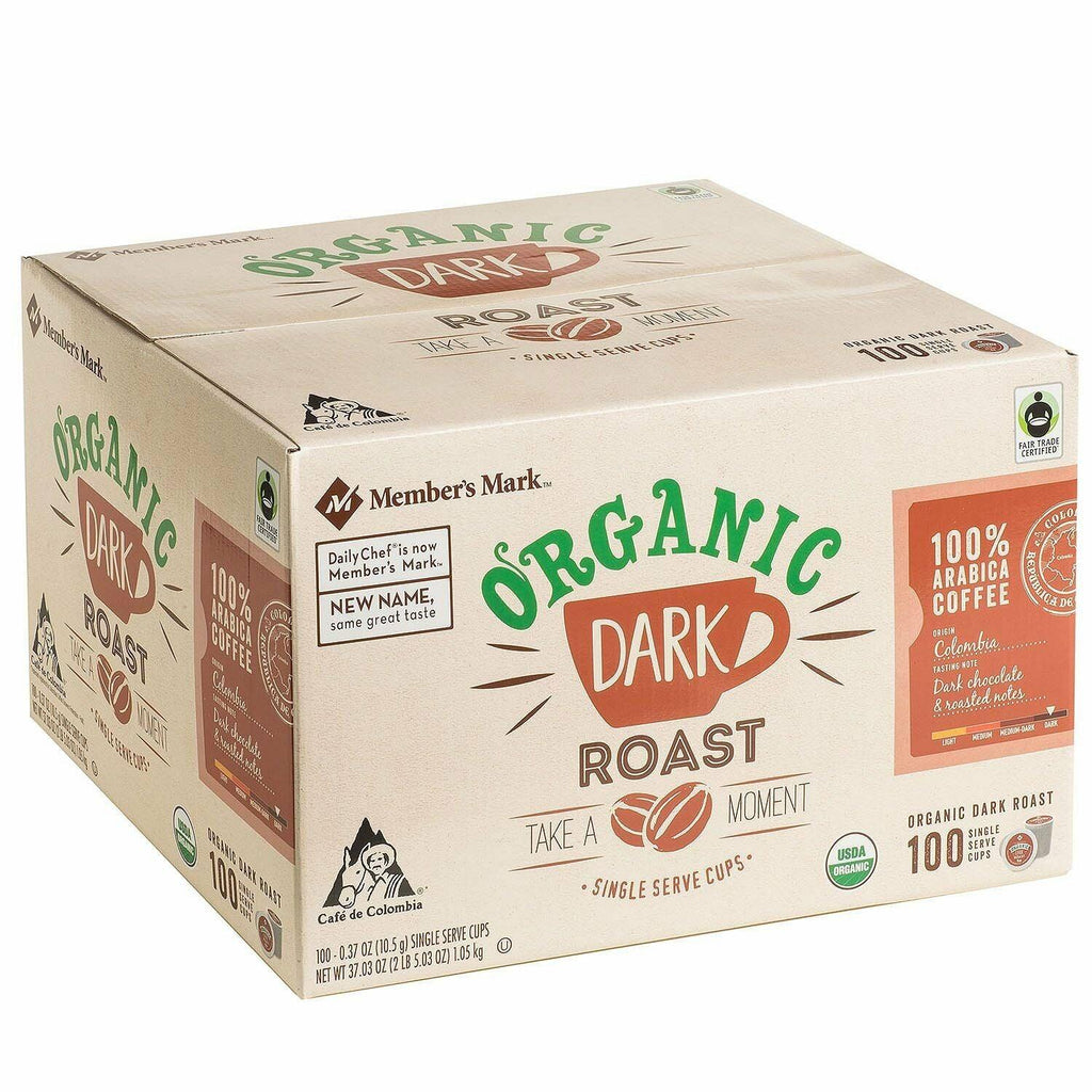 Member'S Mark Organic Dark Roast Coffee, Single-Serve Cups (100 Ct.) 37.03 Oz