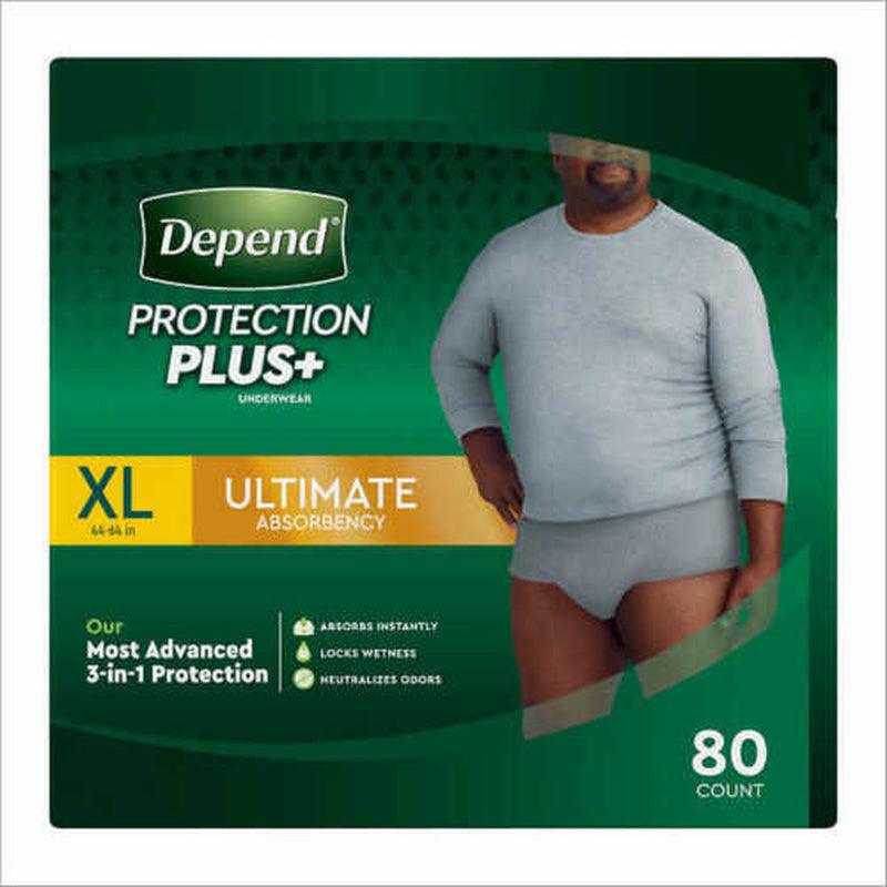 Depend Fit-Flex Extra Large Maximum Absorbency Underwear for Men 80 count.  