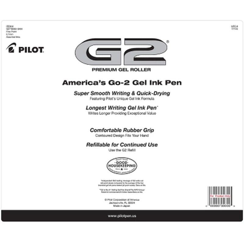 Pilot G2 Retractable Gel Pens, Fine (0.7Mm), Assorted, 16 Pack