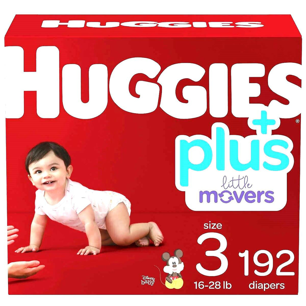 Size 3: Huggies Little Movers Baby Diapers, 6-28Lbs, 192 Count CWS