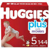 Size 5 Huggies Little Movers Baby Diapers, 27Lbs and Up, 144 Count